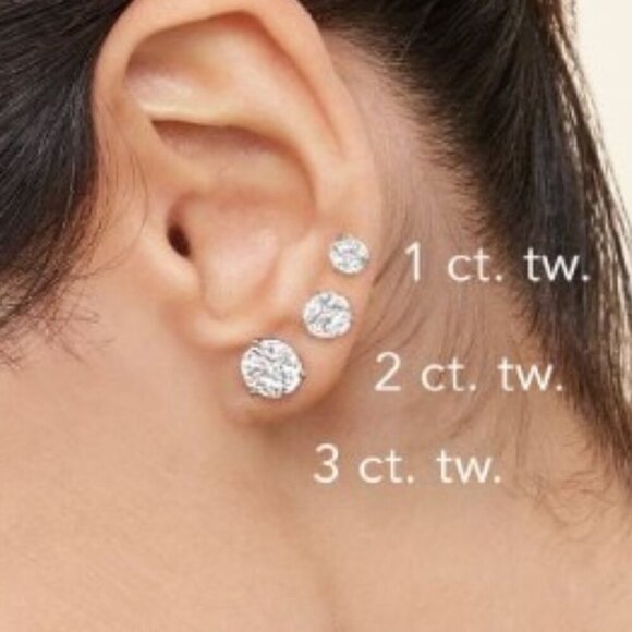 Moissanite 1 CT Round Perfect Stud Earrings Claw Prong 925 Sterling Silver NWT - Picture 5 of 10